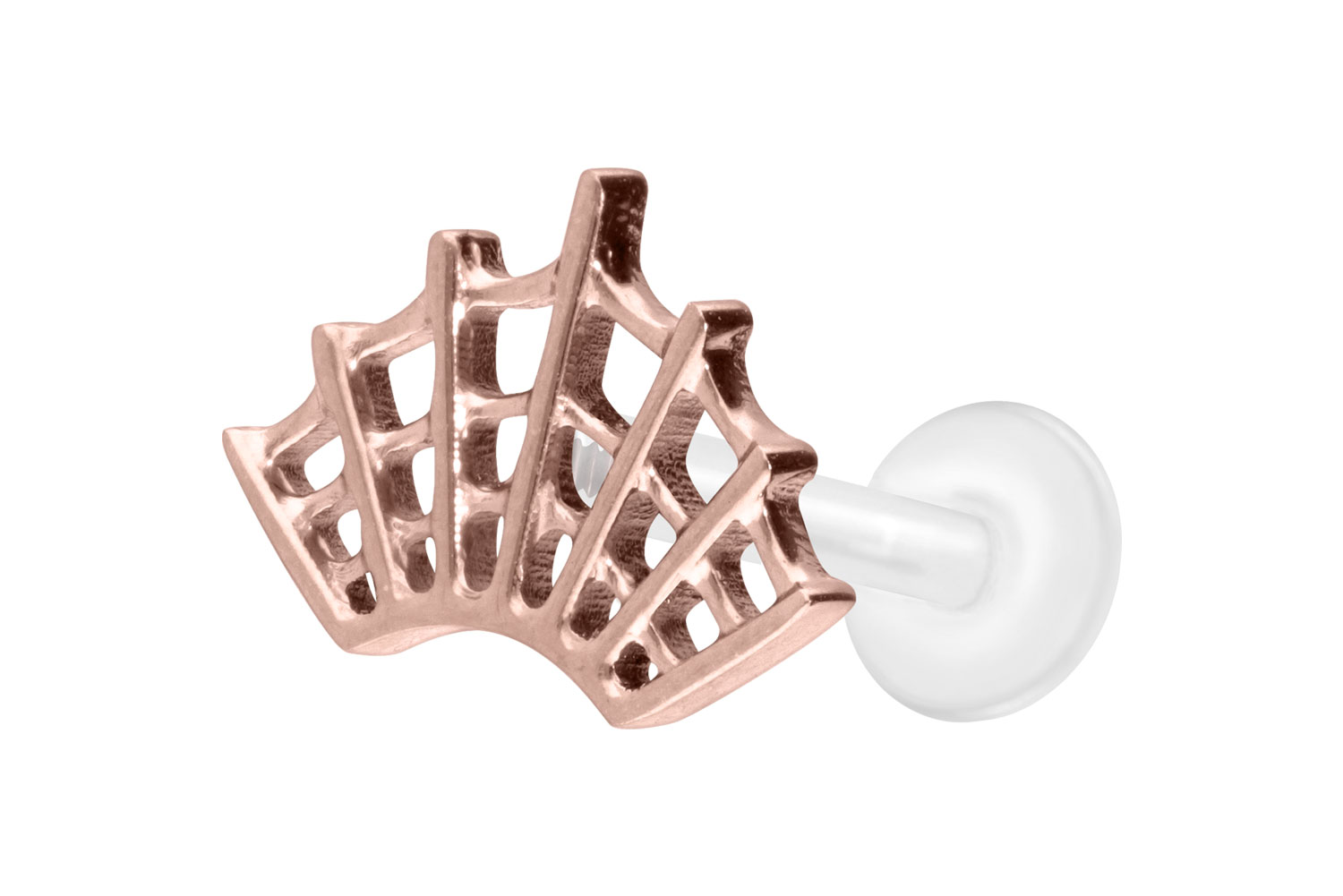 PTFE Labret Piercing mit Innengewinde + Titan-Aufsatz SPINNENNETZ